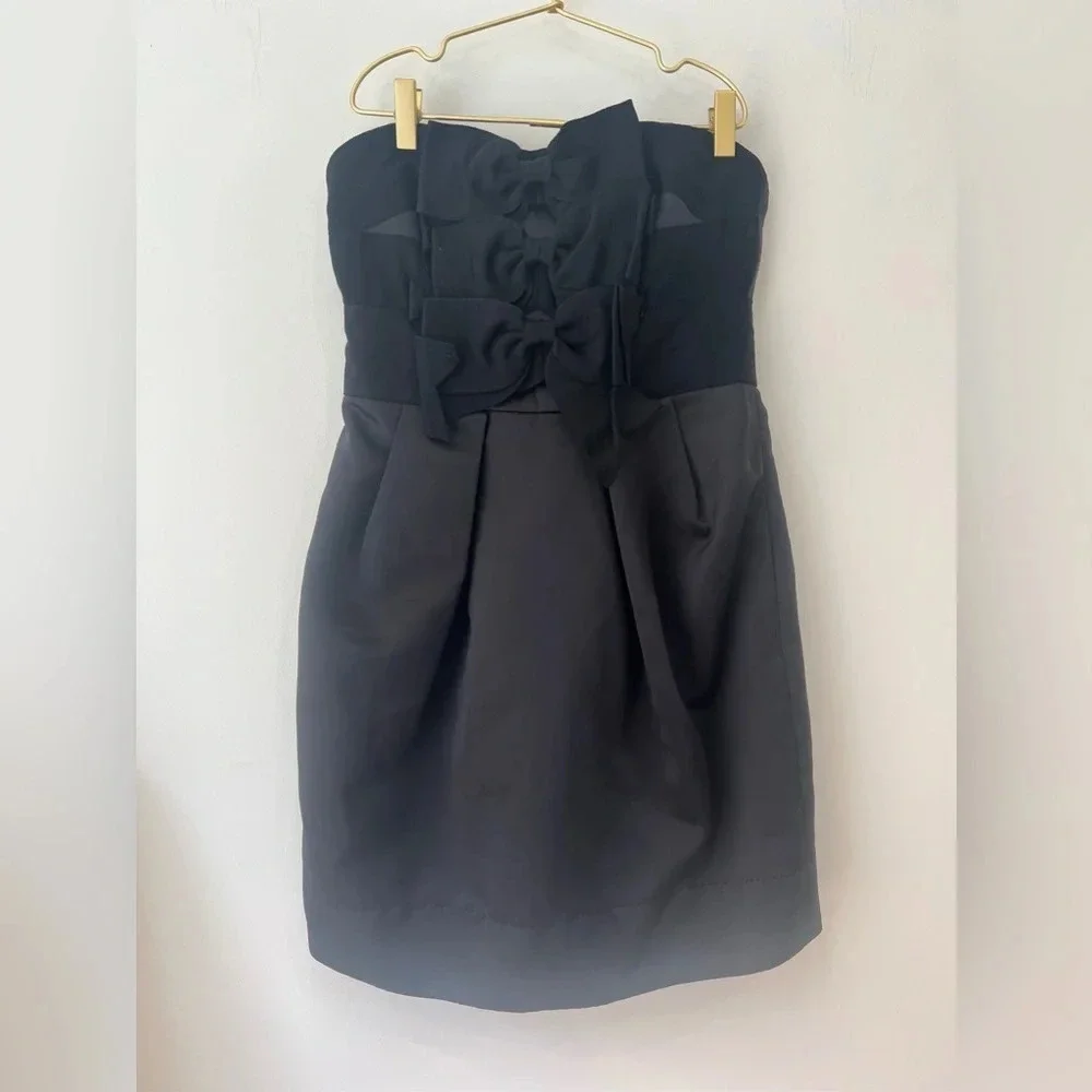 Phoebe Couture Black Strapless Party Dress